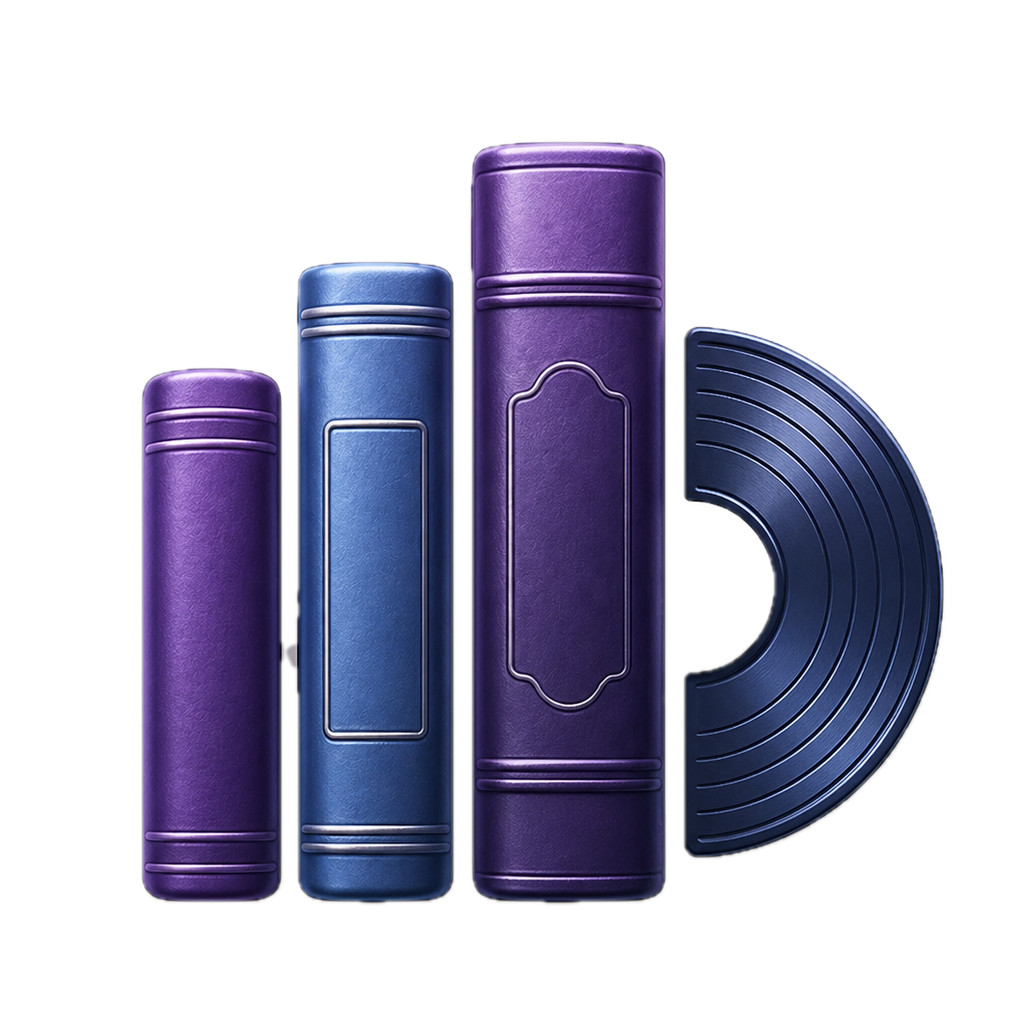 MediaShelf app icon showing stacked books and a vinyl record